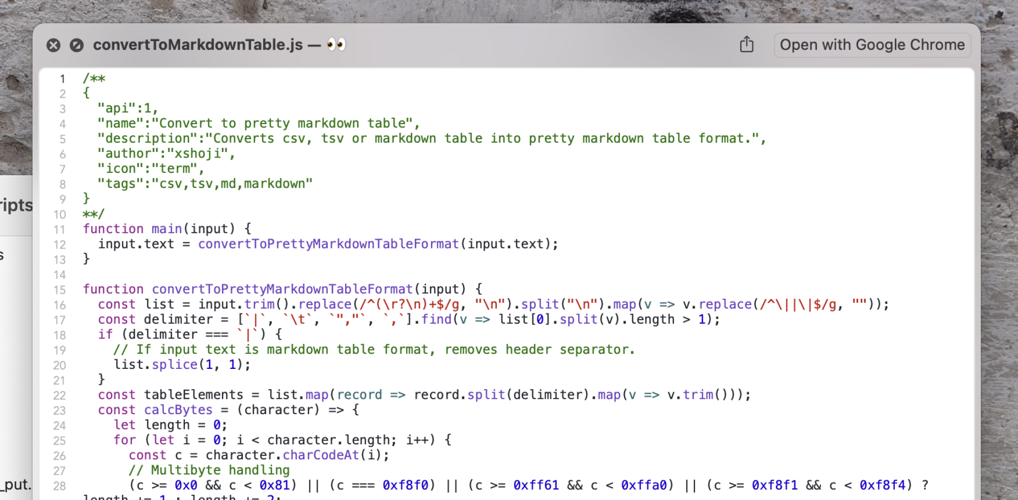 Peek settings panel for Markdown configuration
