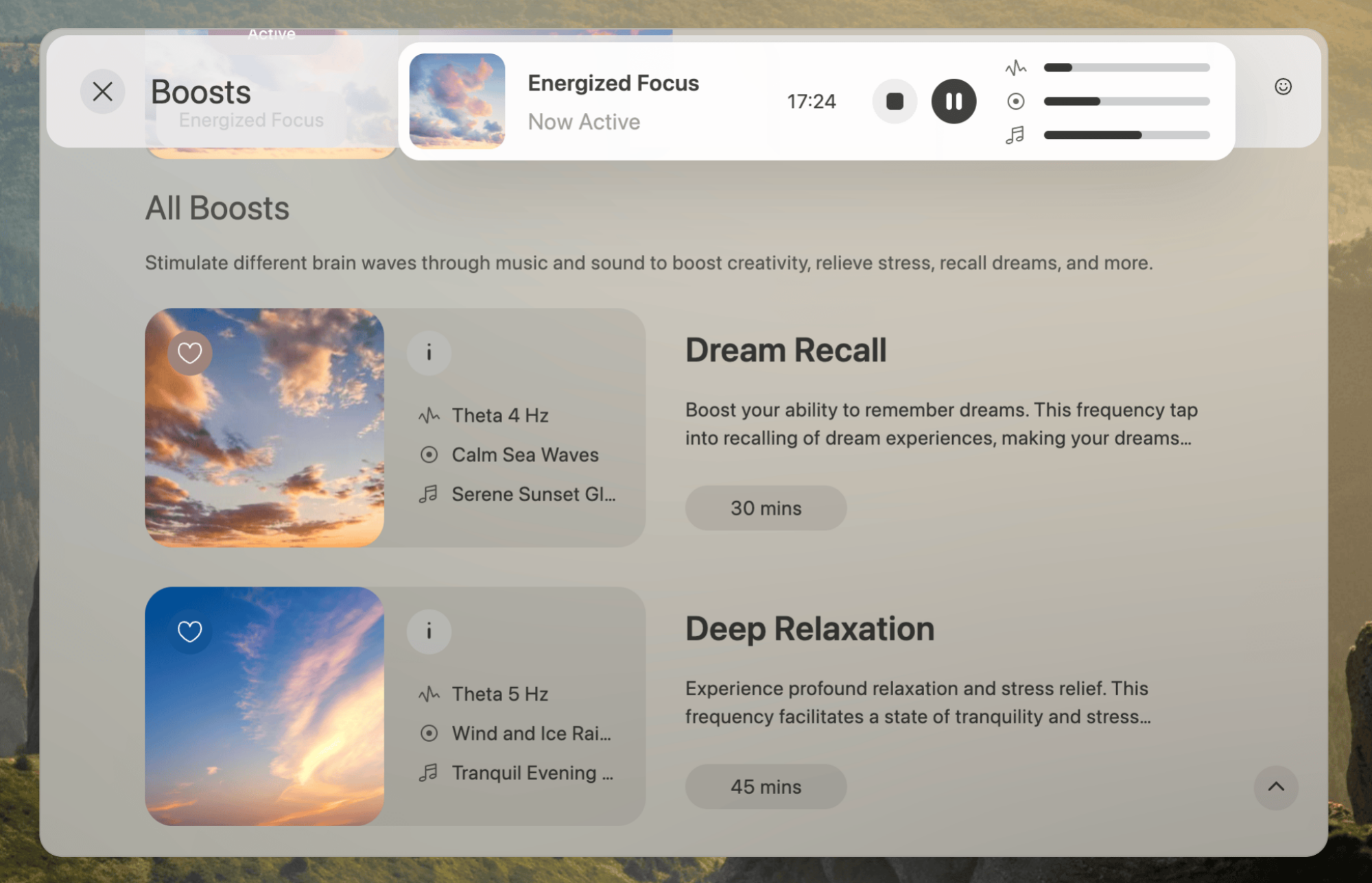 Boosts feature in Opera Air.