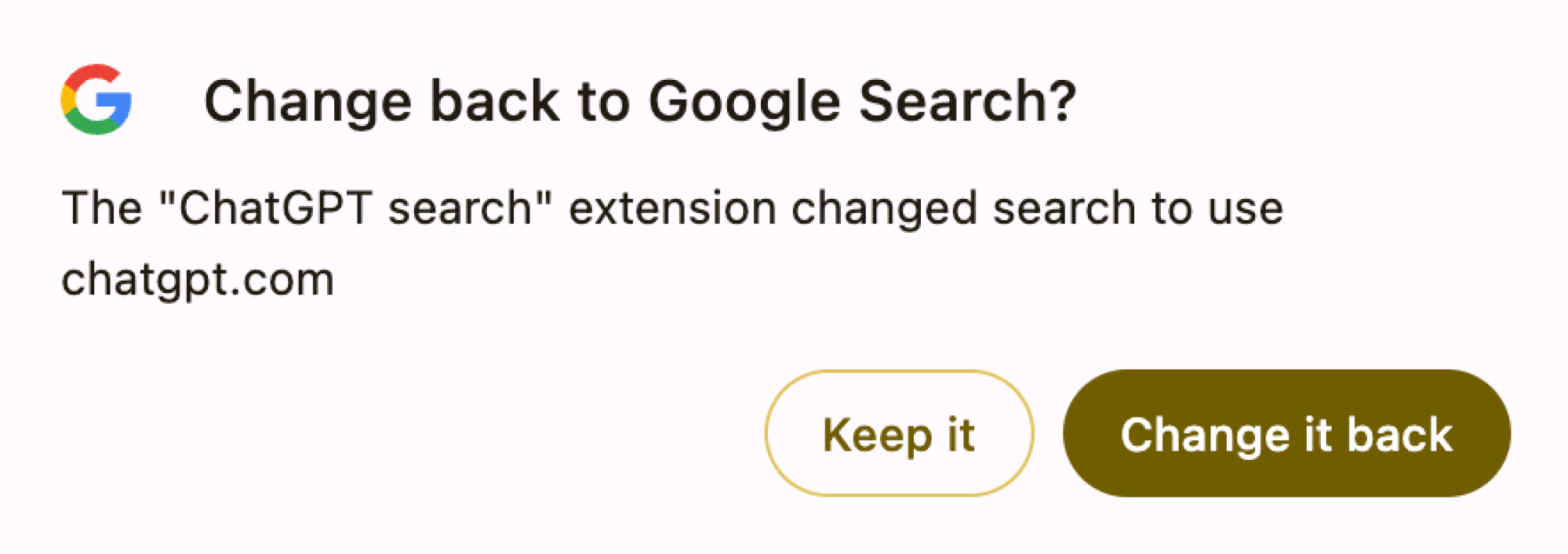 Confirming to change the search engine to ChatGPT search.