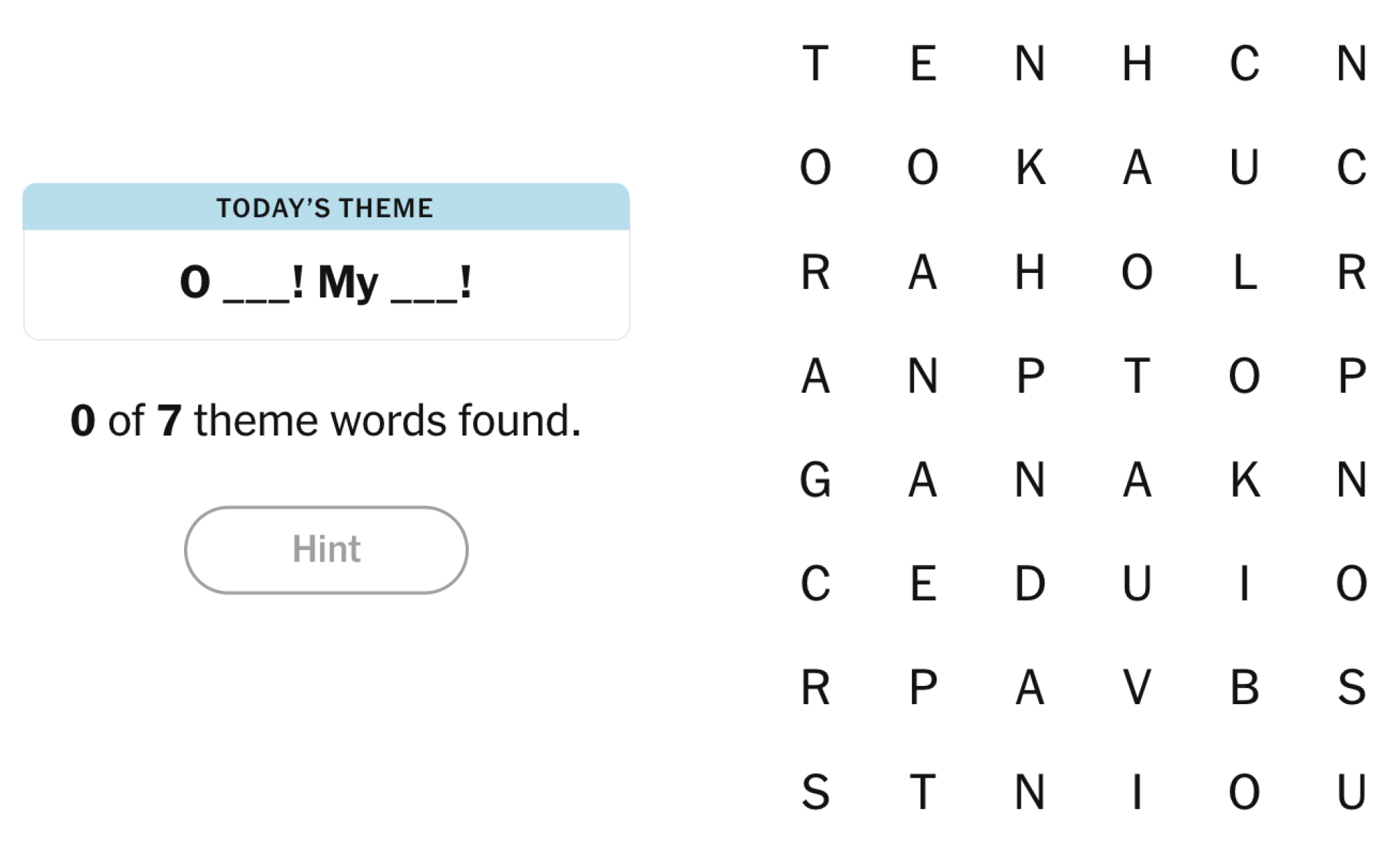 NYT Strands board for January 18, 2025: O ___! My ___!