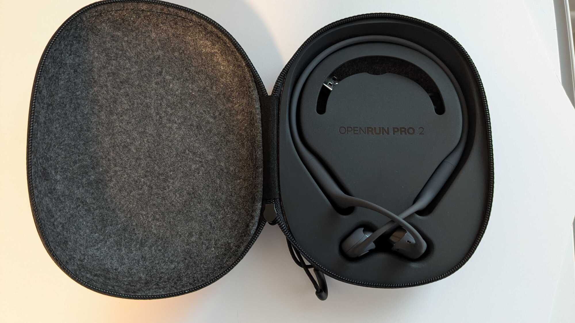 The OpenRun Pro 2 inside the case.