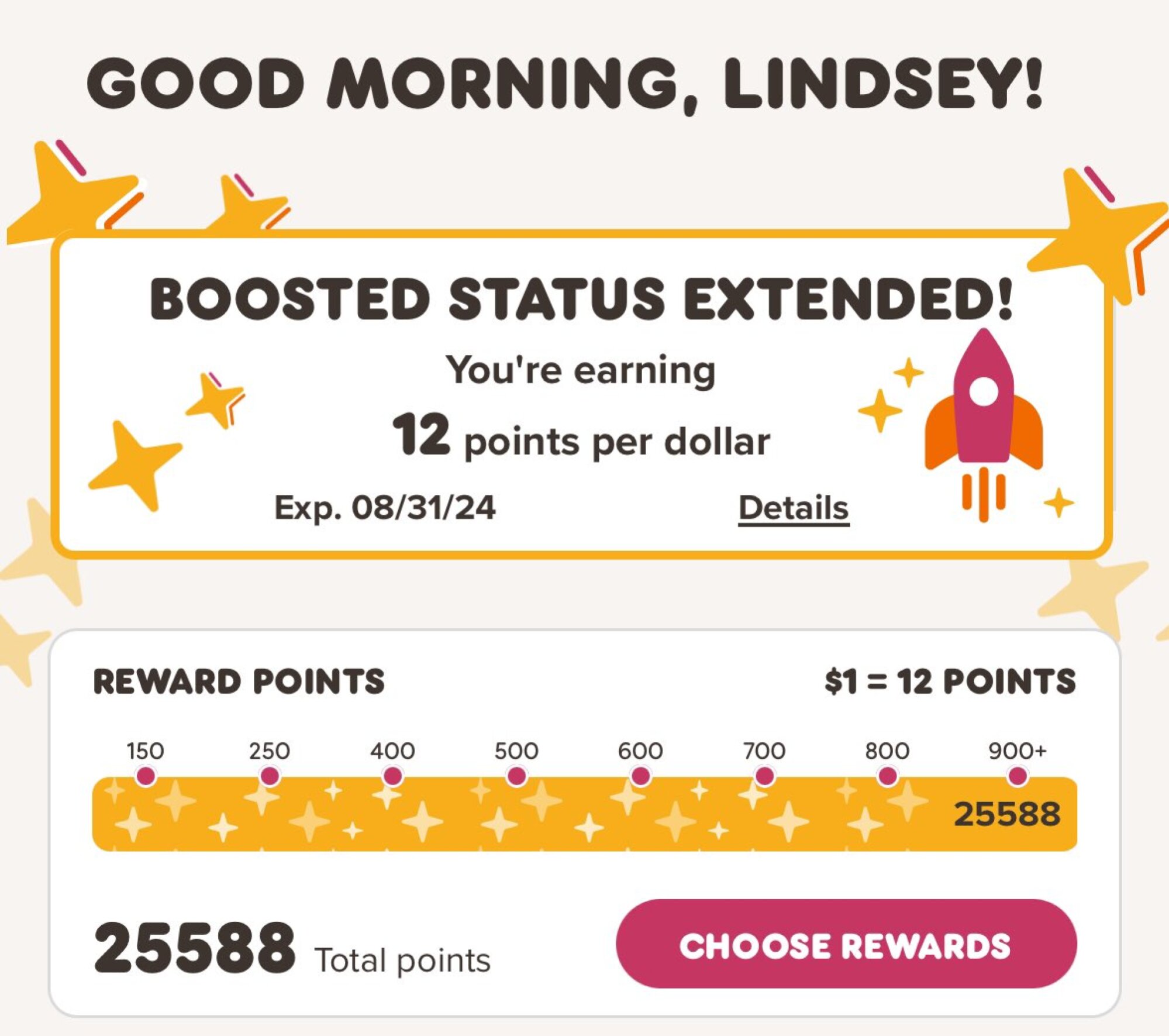 Dunkin' rewards points visual