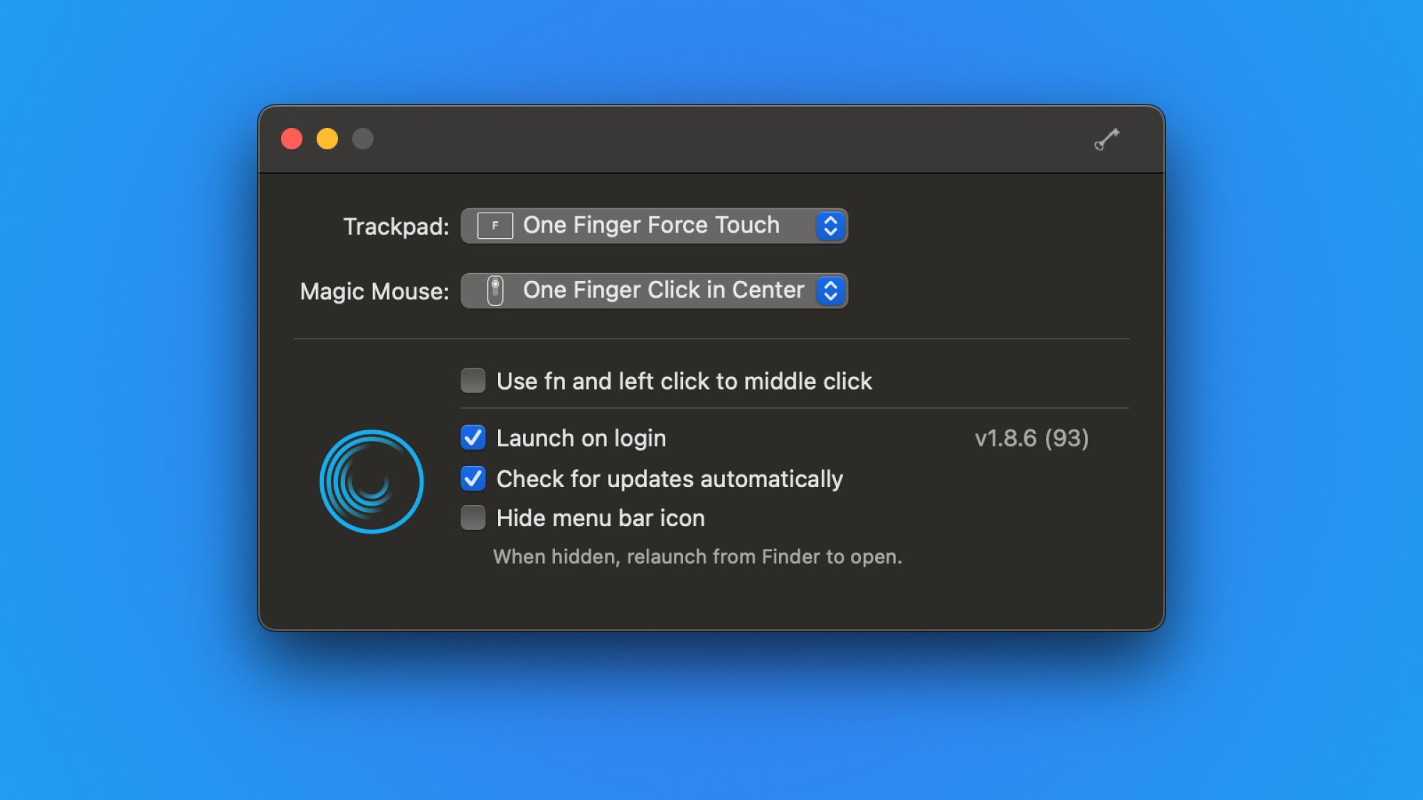 Middle Mac app settings