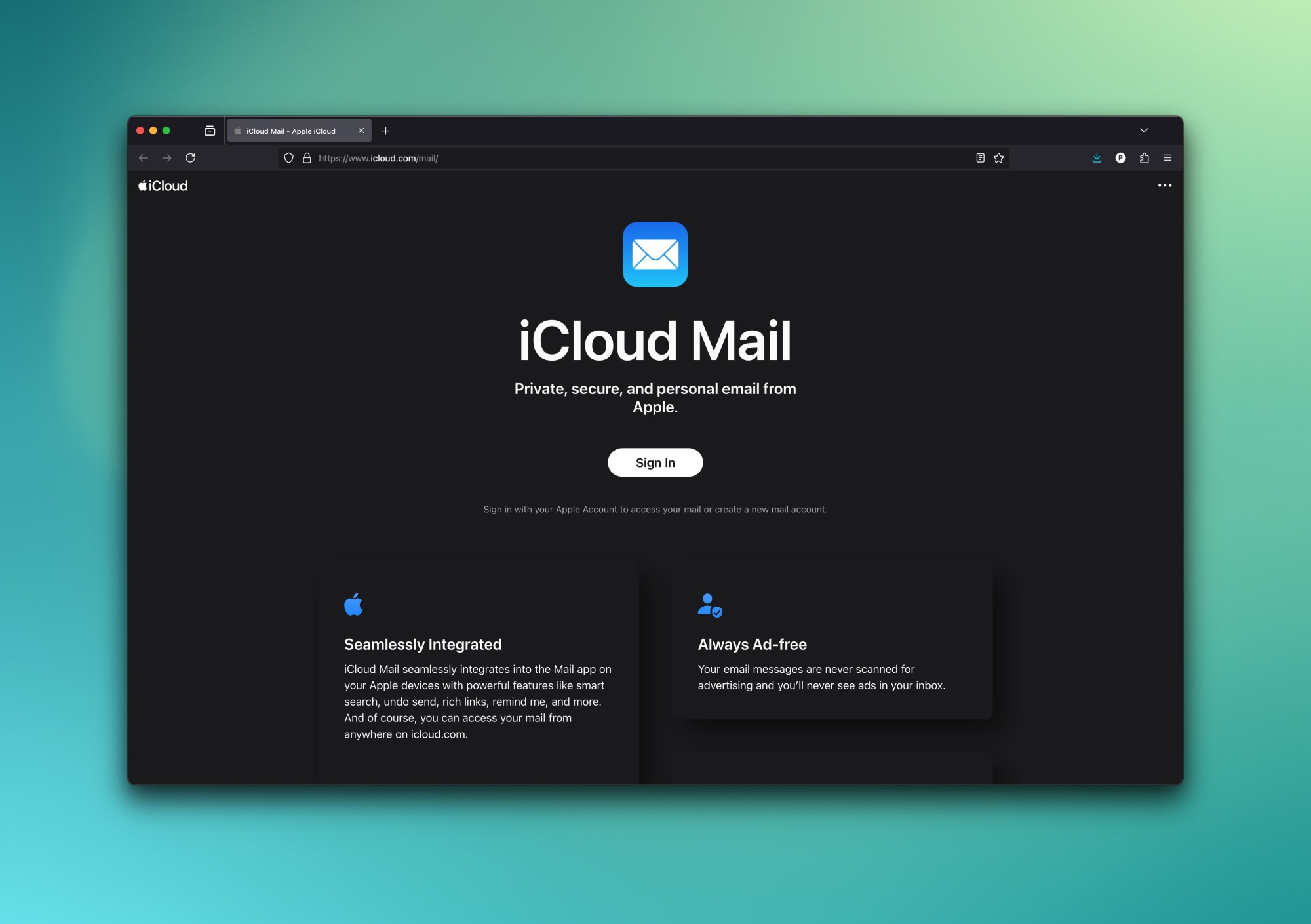 iCloud Mail features page.