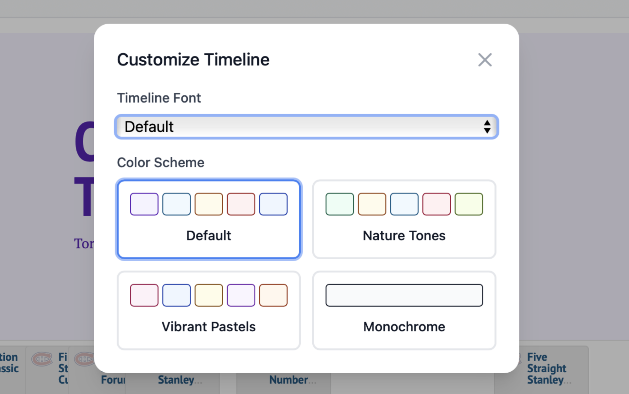 Choose between pre-set color themes or create your own.