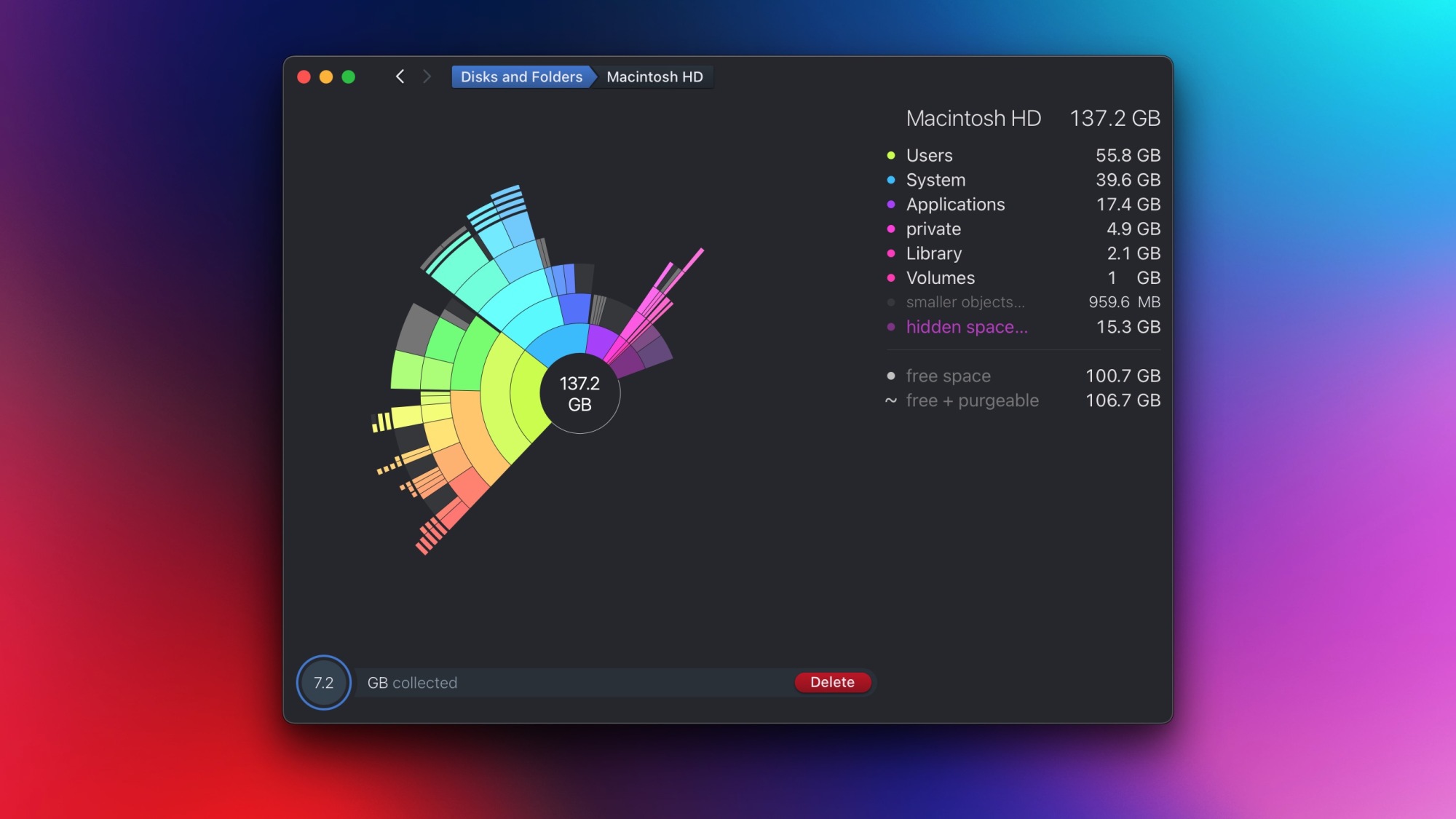 DaisyDisk displaying storage usage on a Mac
