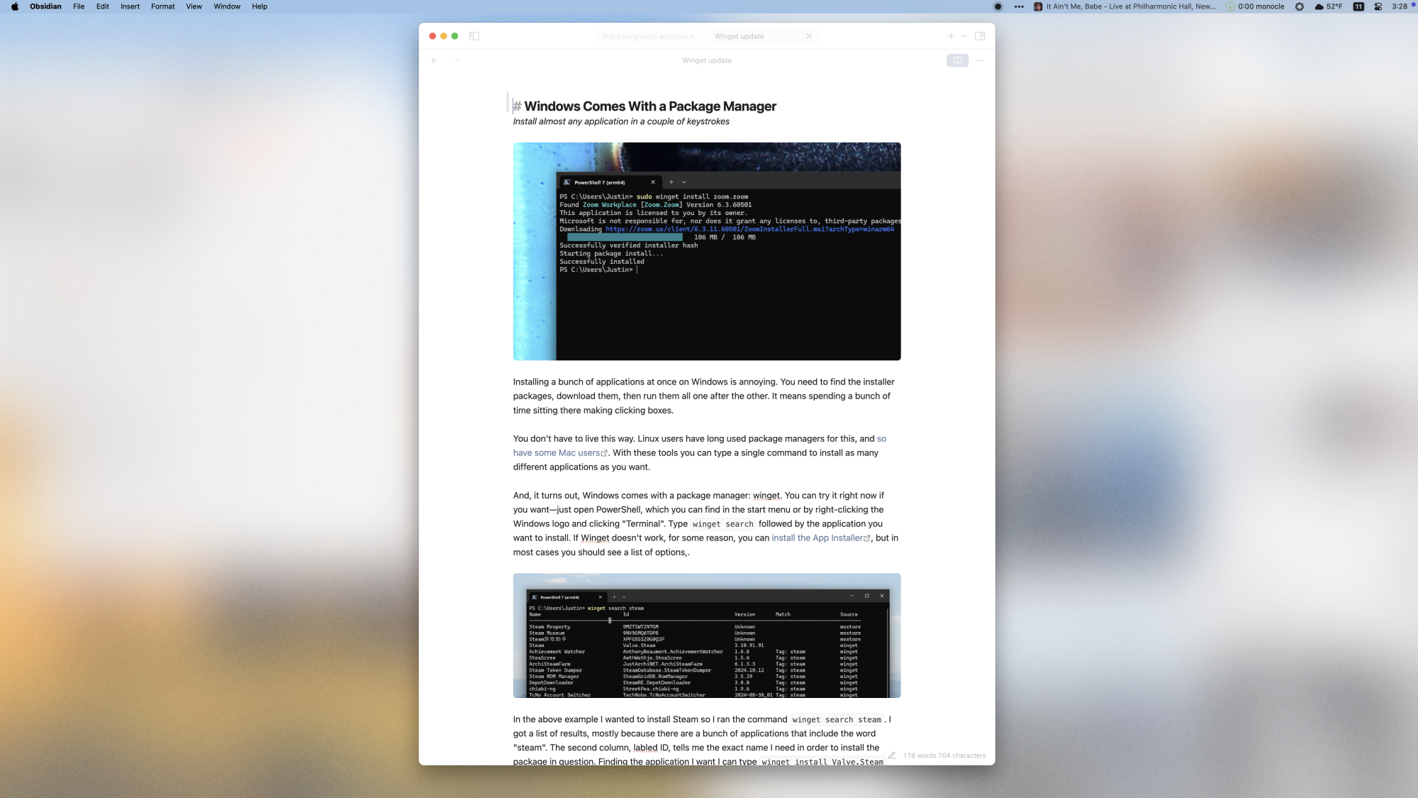 The same desktop with only a specific window displayed clearly while the others are blurred.
