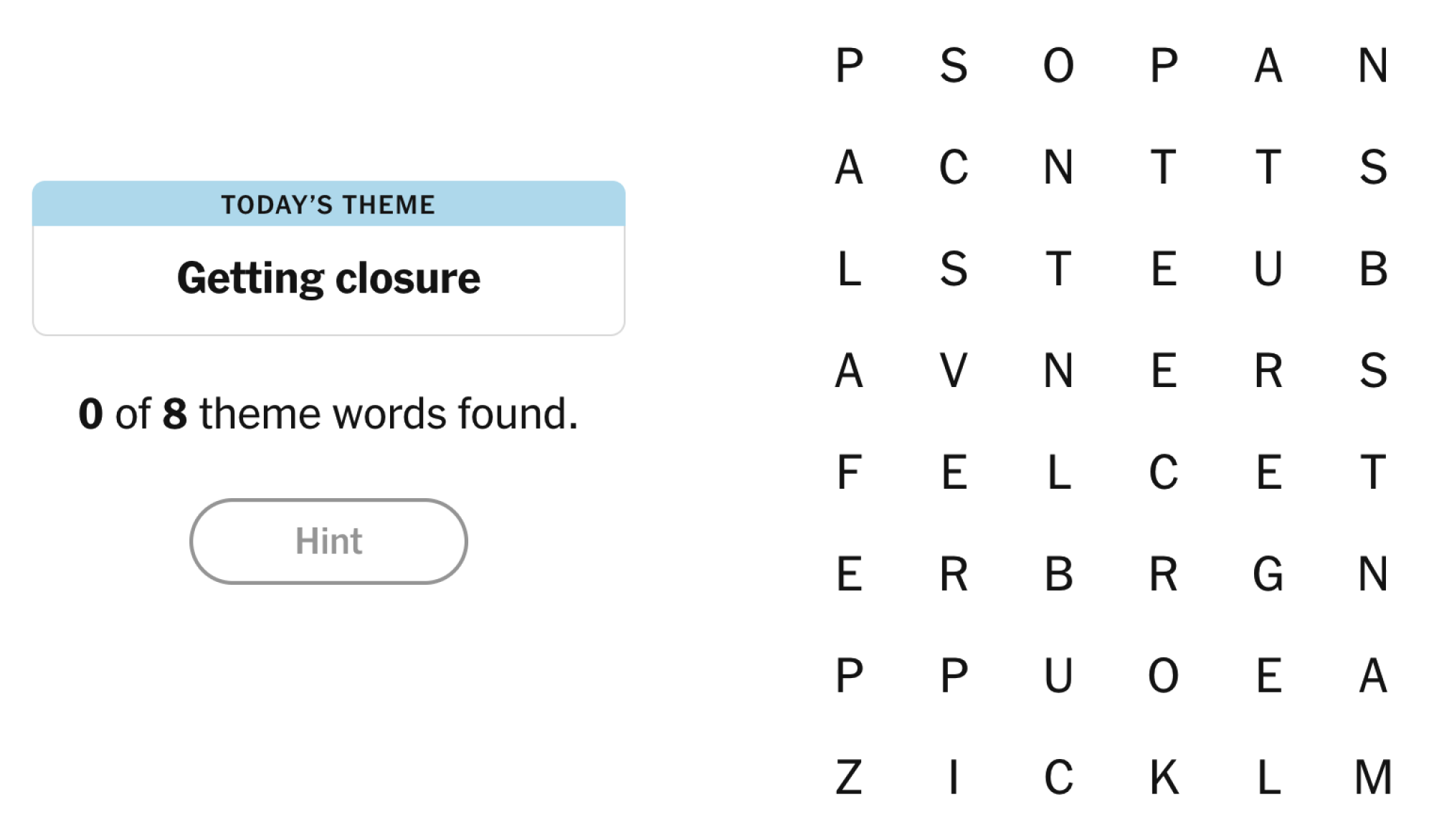 NYT Strands board for March 2, 2025: Finding closure.