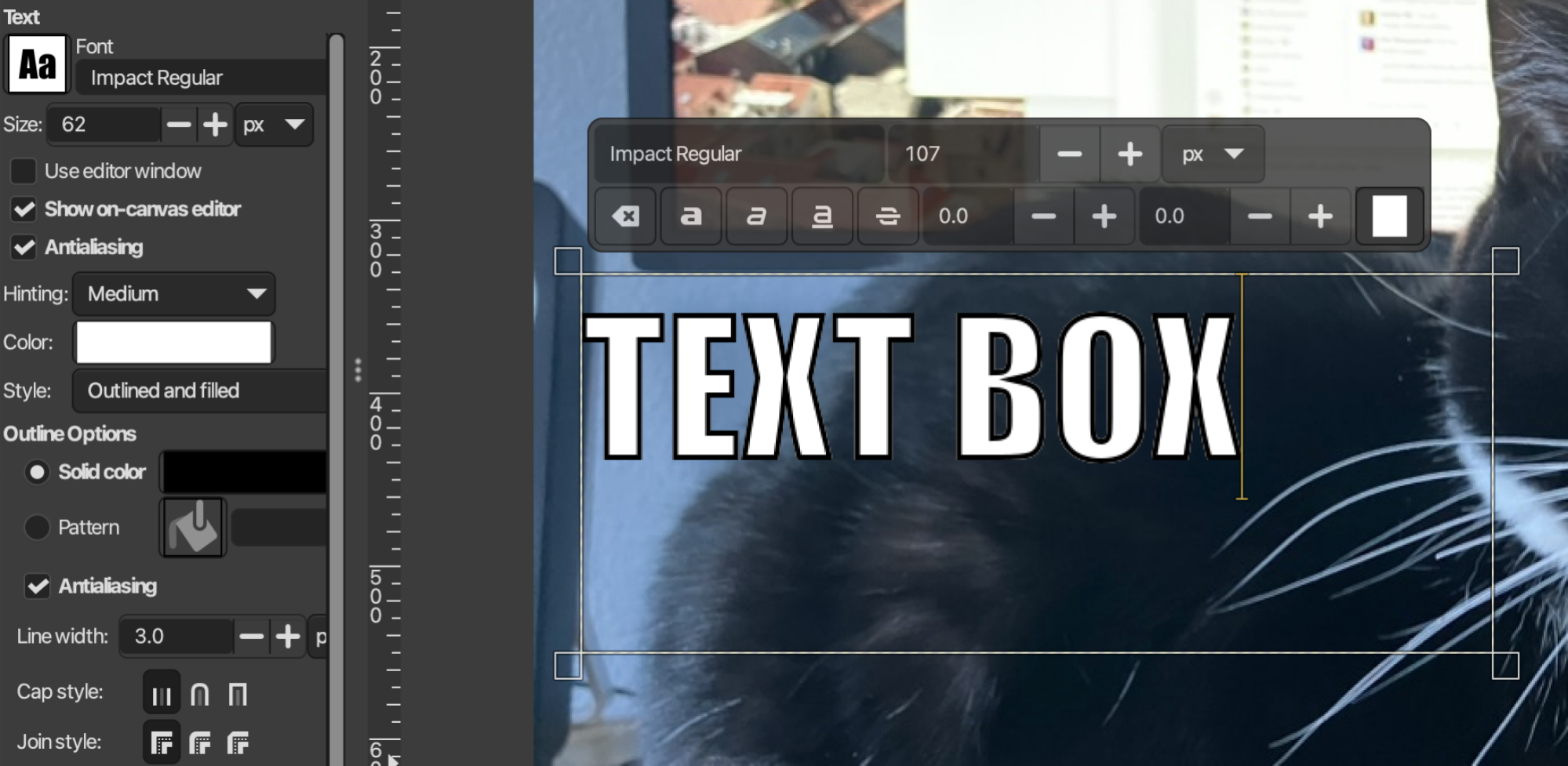 Example of non-destructive outline tool used in GIMP