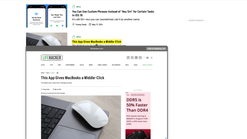 Discover a Concealed Keyboard Shortcut on Mac for Viewing Link Previews