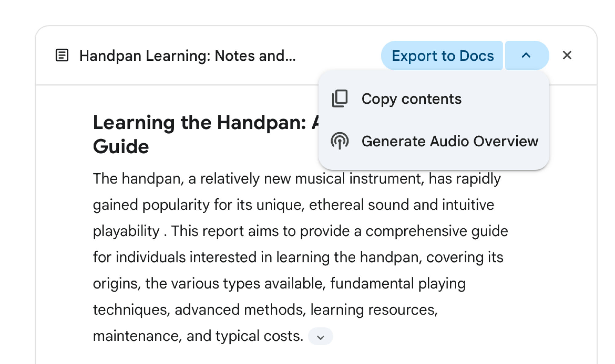 Generate Audio Overview from Deep Research report.