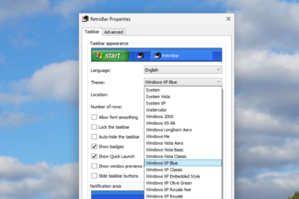 RetroBar: A Nostalgic Revival of Taskbar Aesthetics from Windows 2000, XP, and Vista