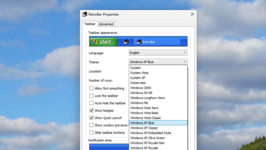 RetroBar: A Nostalgic Revival of Taskbar Aesthetics from Windows 2000, XP, and Vista
