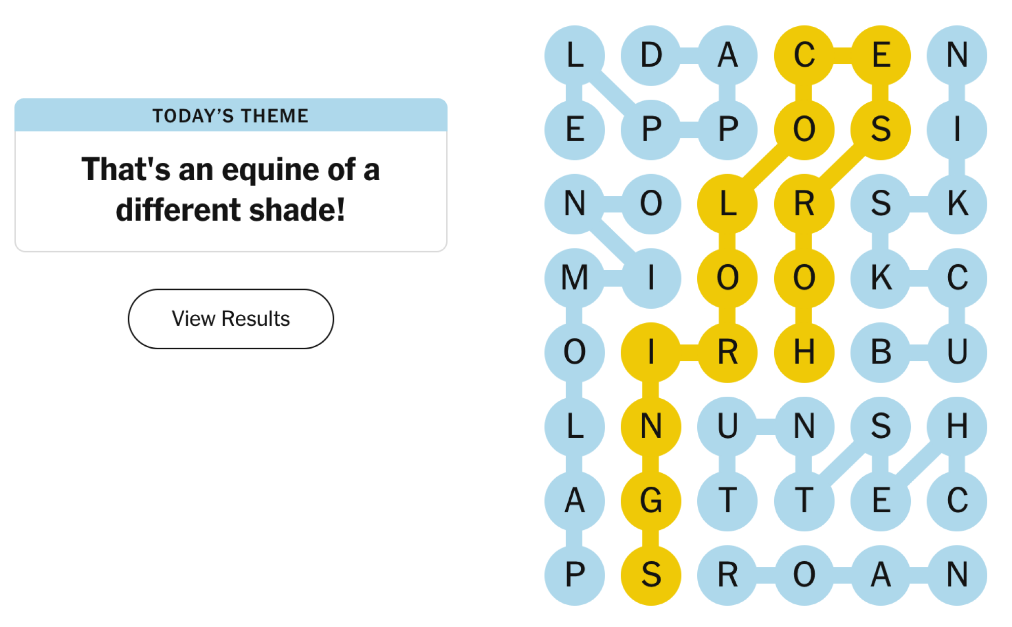 Finished NYT Strands board for March 31, 2024