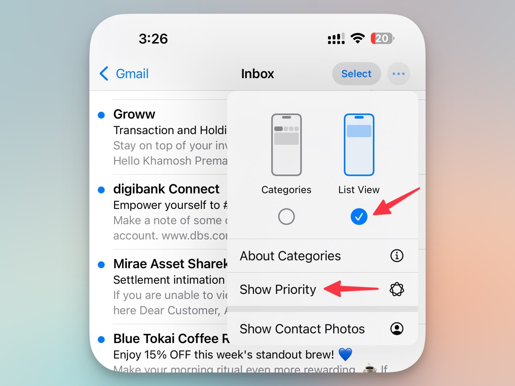 Turning off other Mail AI features.