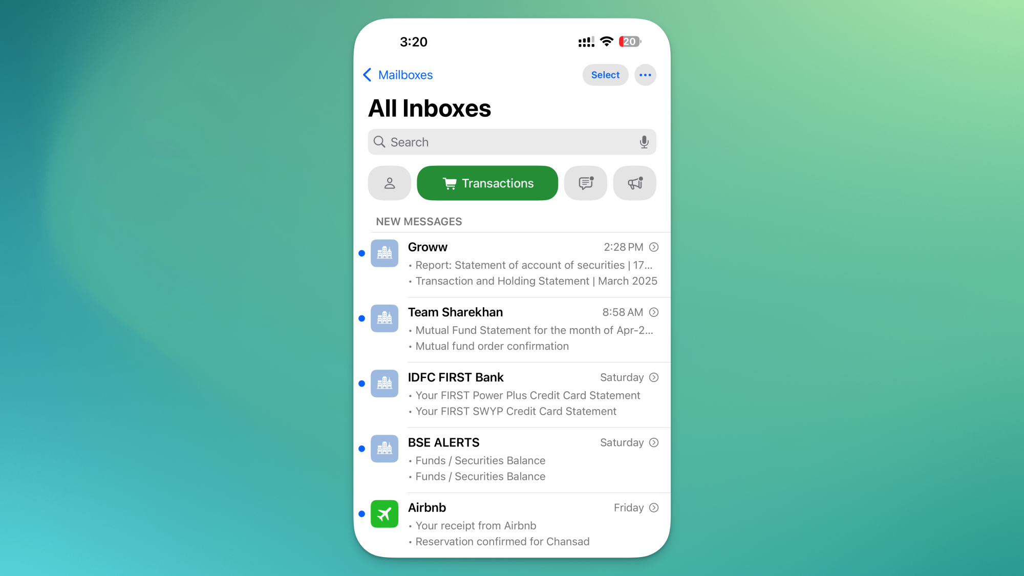 Mail app featuring Contact Photos.