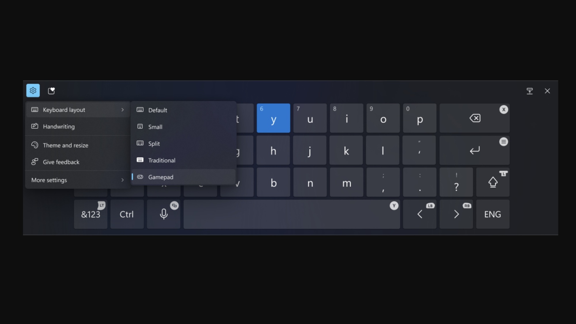 microsoft gamepad keyboard