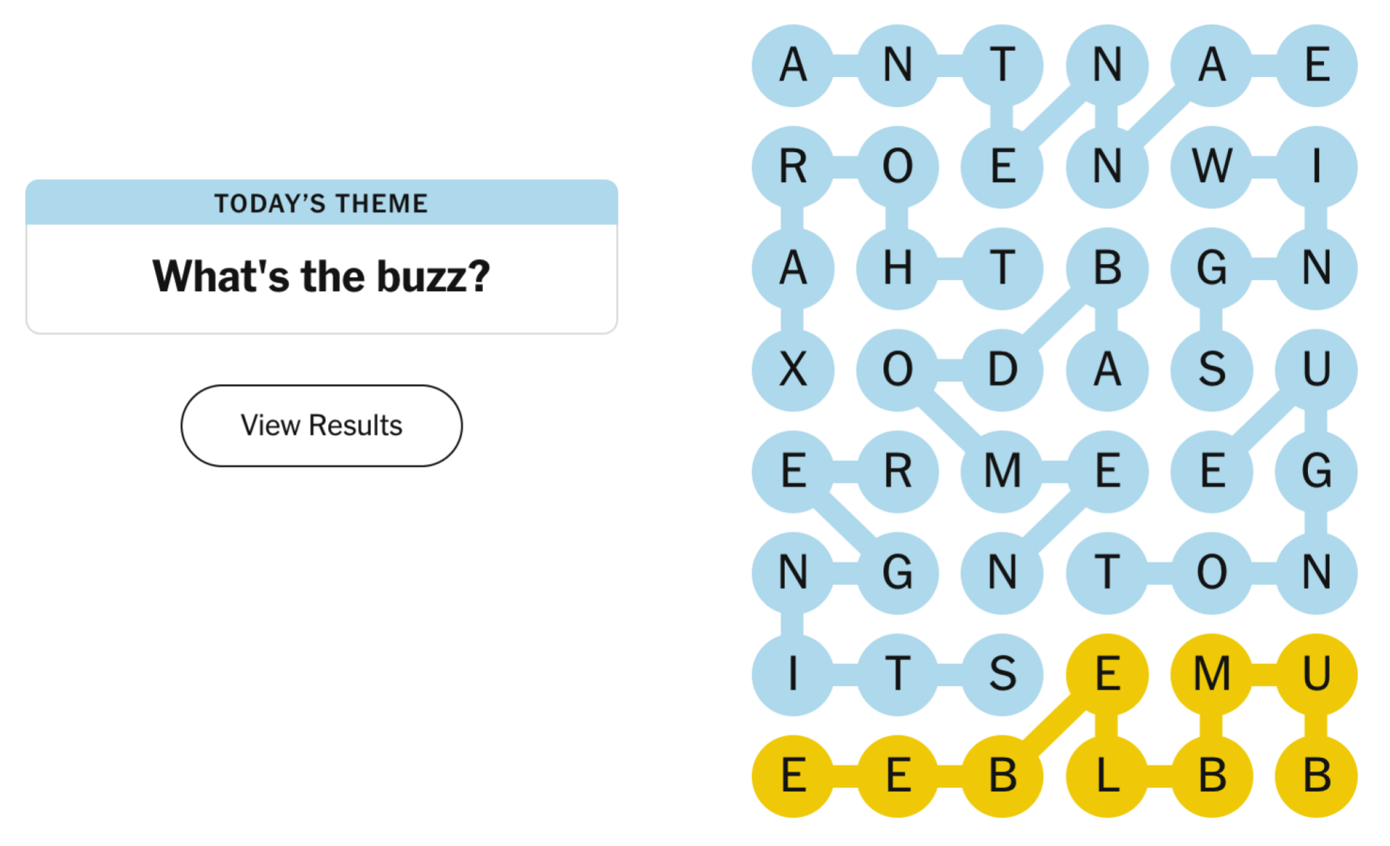 Completed NYT Strands board for April 10, 2024: What’s the buzz?