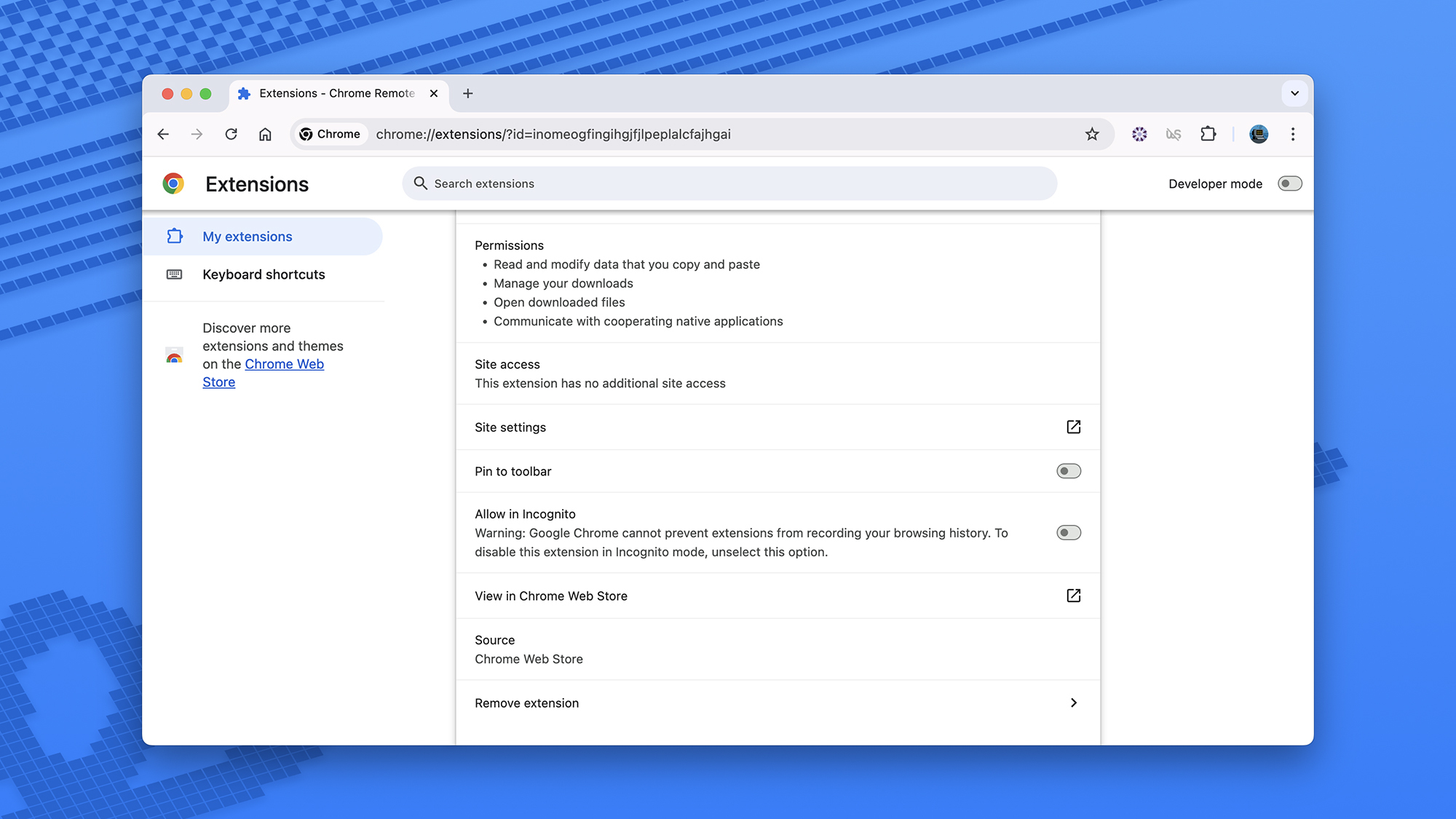Google Chrome extension permissions