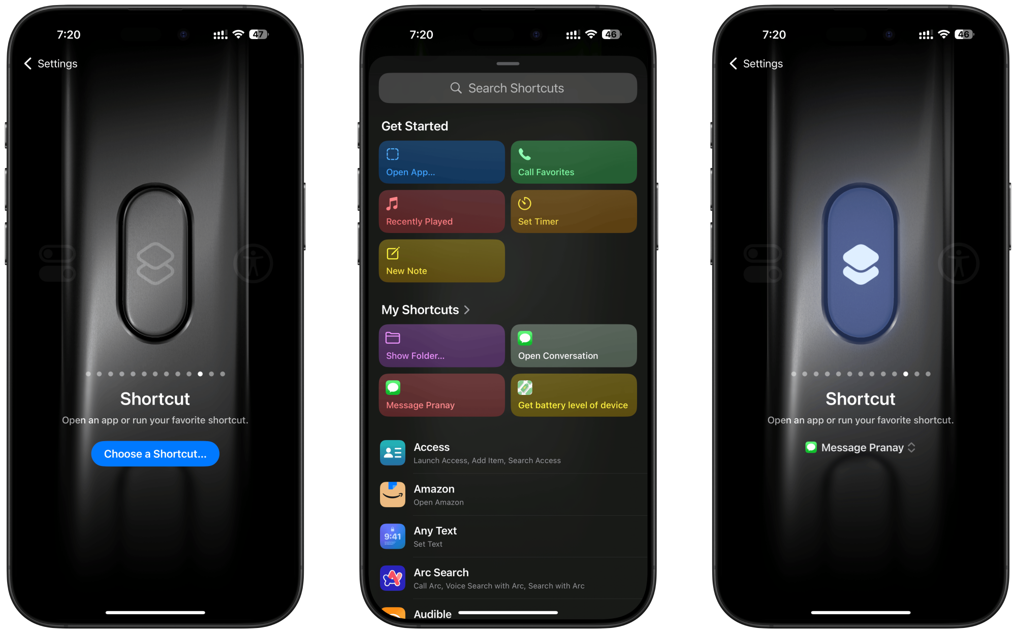 Action button shortcut.