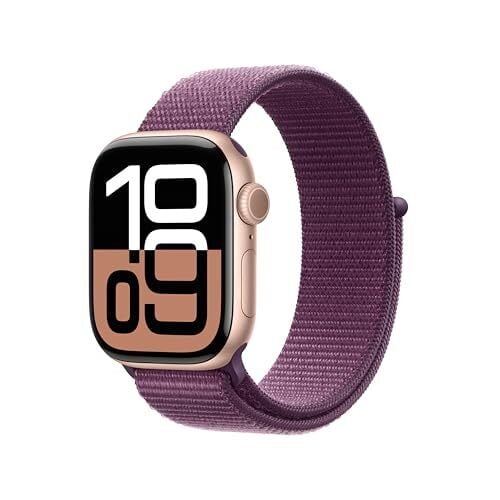 Apple Watch Series 10 GPS 42mm Smartwatch (Rose Gold, Plum Sports Loop)