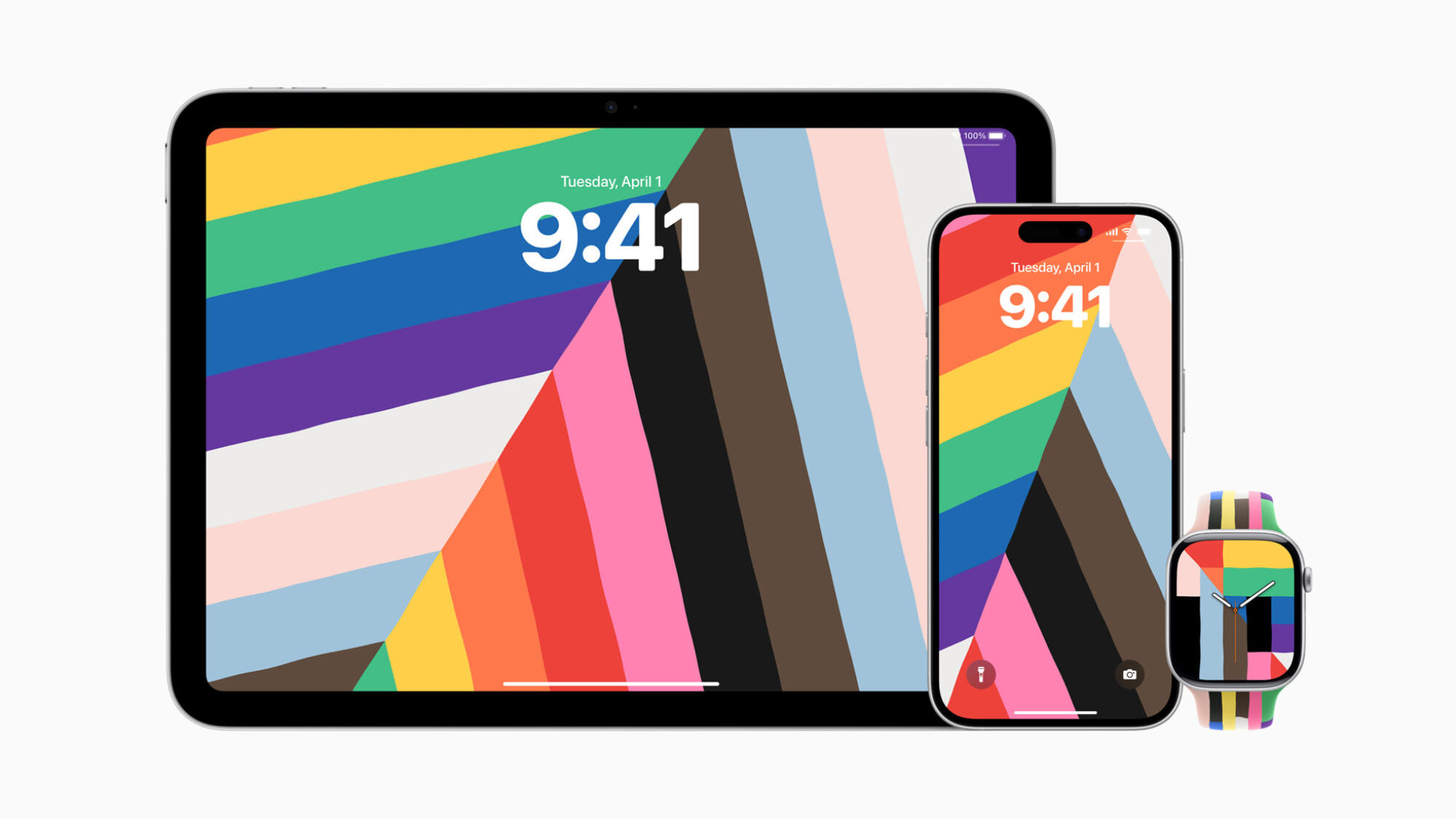Apple Pride Harmony wallpaper on iPad, iPhone, and Apple Watch