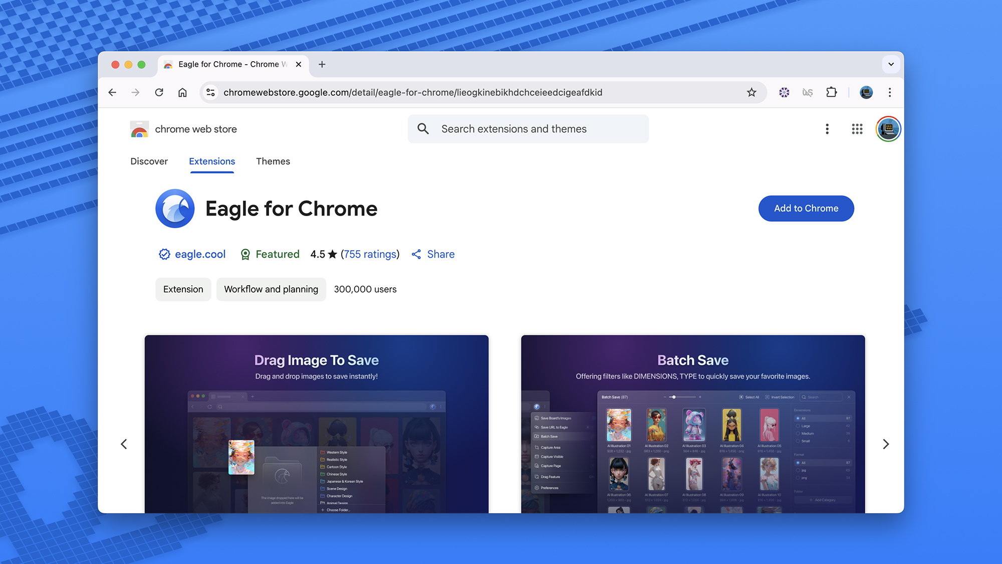 Google Chrome extension listing