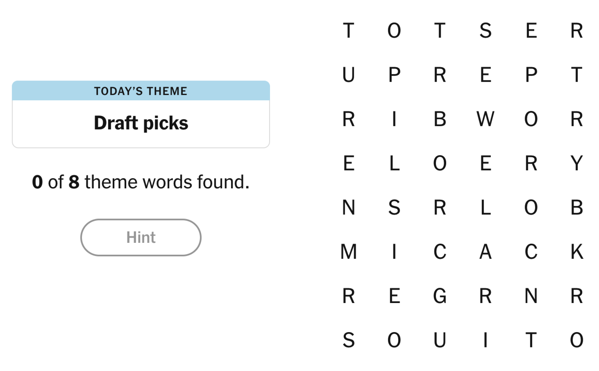 NYT Strands board for April 15, 2025: Draft picks.