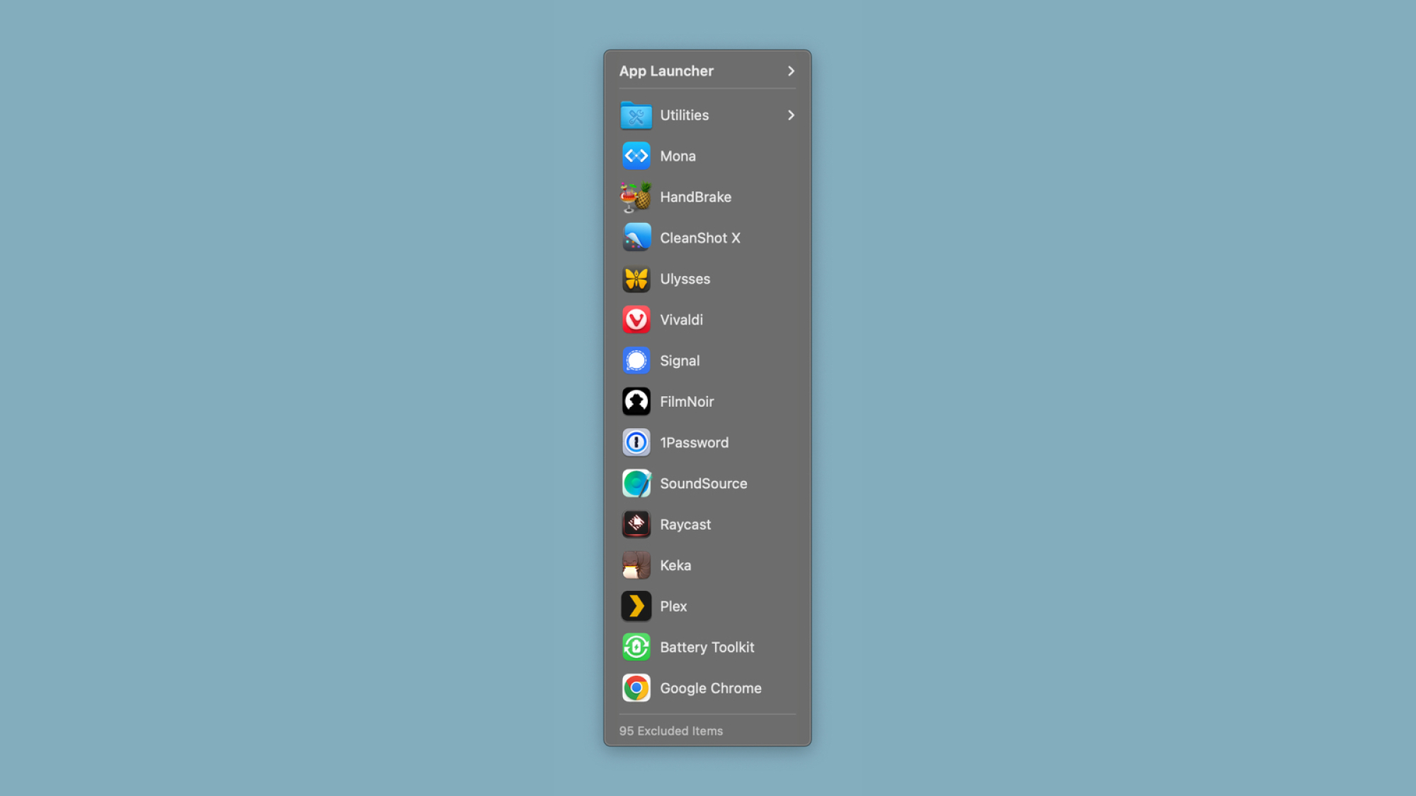 Folder Peek functioning as an app launcher on a Mac.