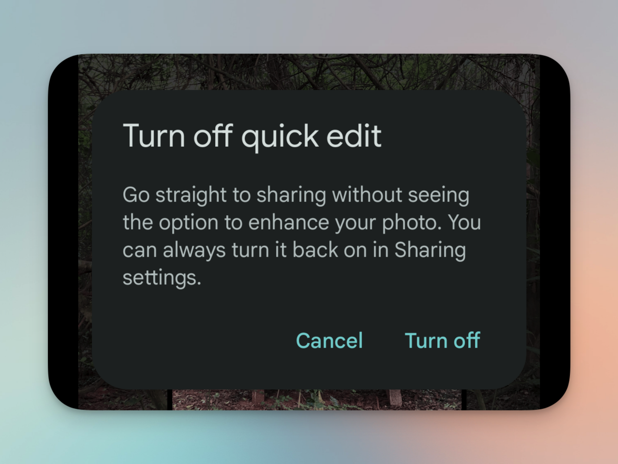 Disabling Quick Edits in Google Photos.