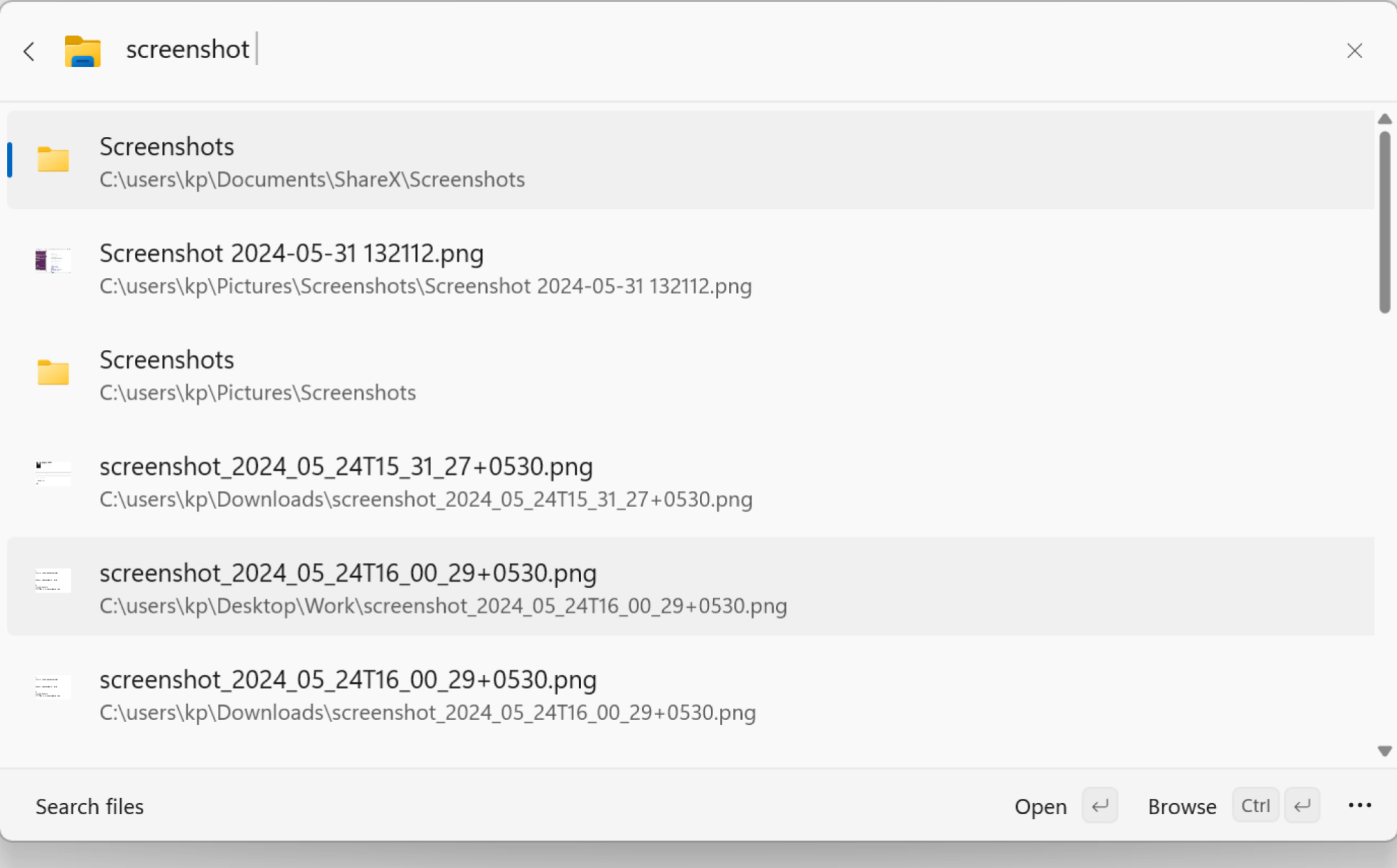 Searching for Files in Command Palette