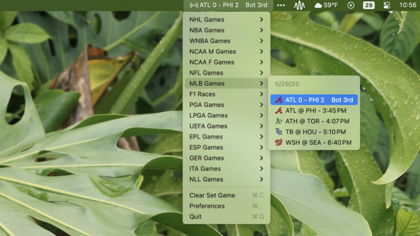 Monitor Sports Scores Effortlessly with This Complimentary App in Your Mac’s Menu Bar
