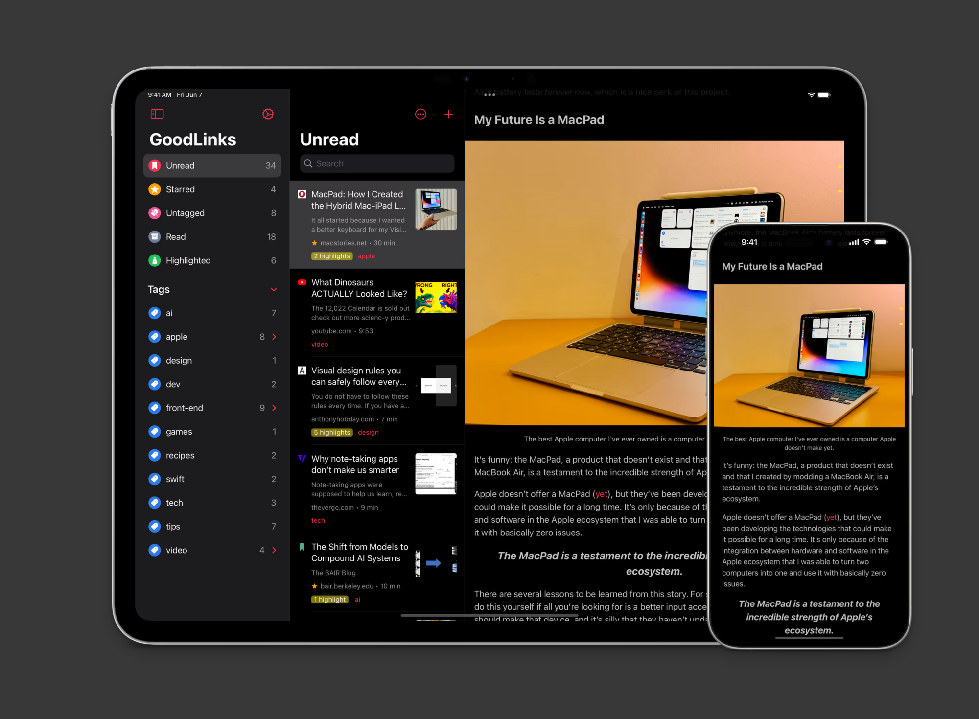 GoodLinks on iPhone and iPad.