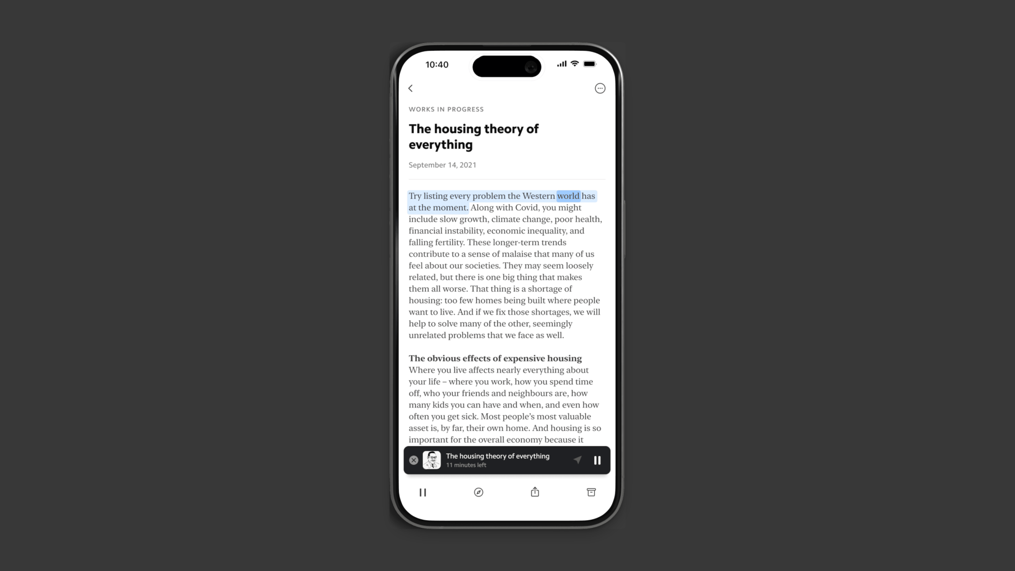 Matter's iPhone application.