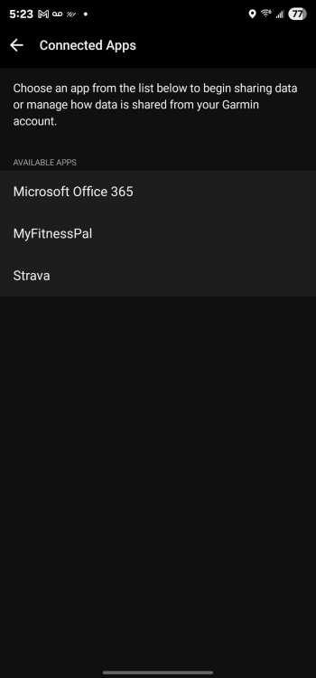 No Health Connect for Garmin on Androids.