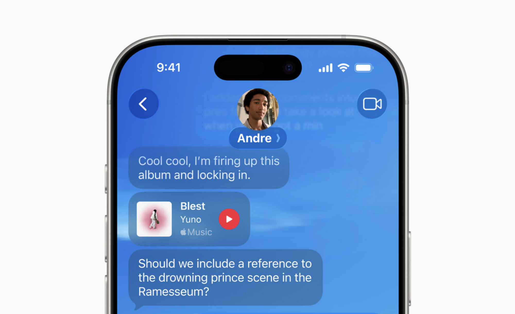 A screenshot showcasing a messages conversation with a background for innovative communication.