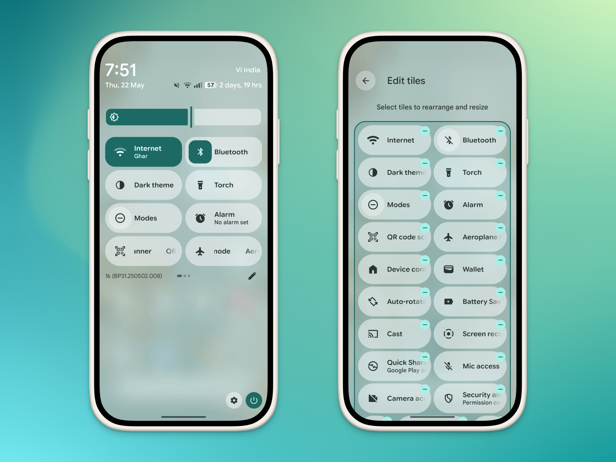 Quick Settings toggles.