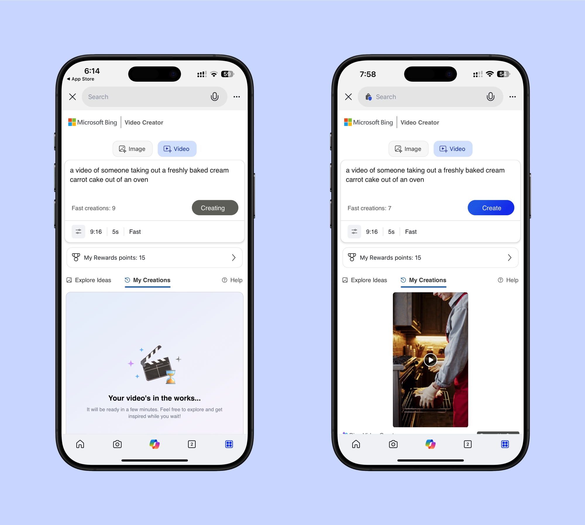 Using Bing Video Creator on iPhone