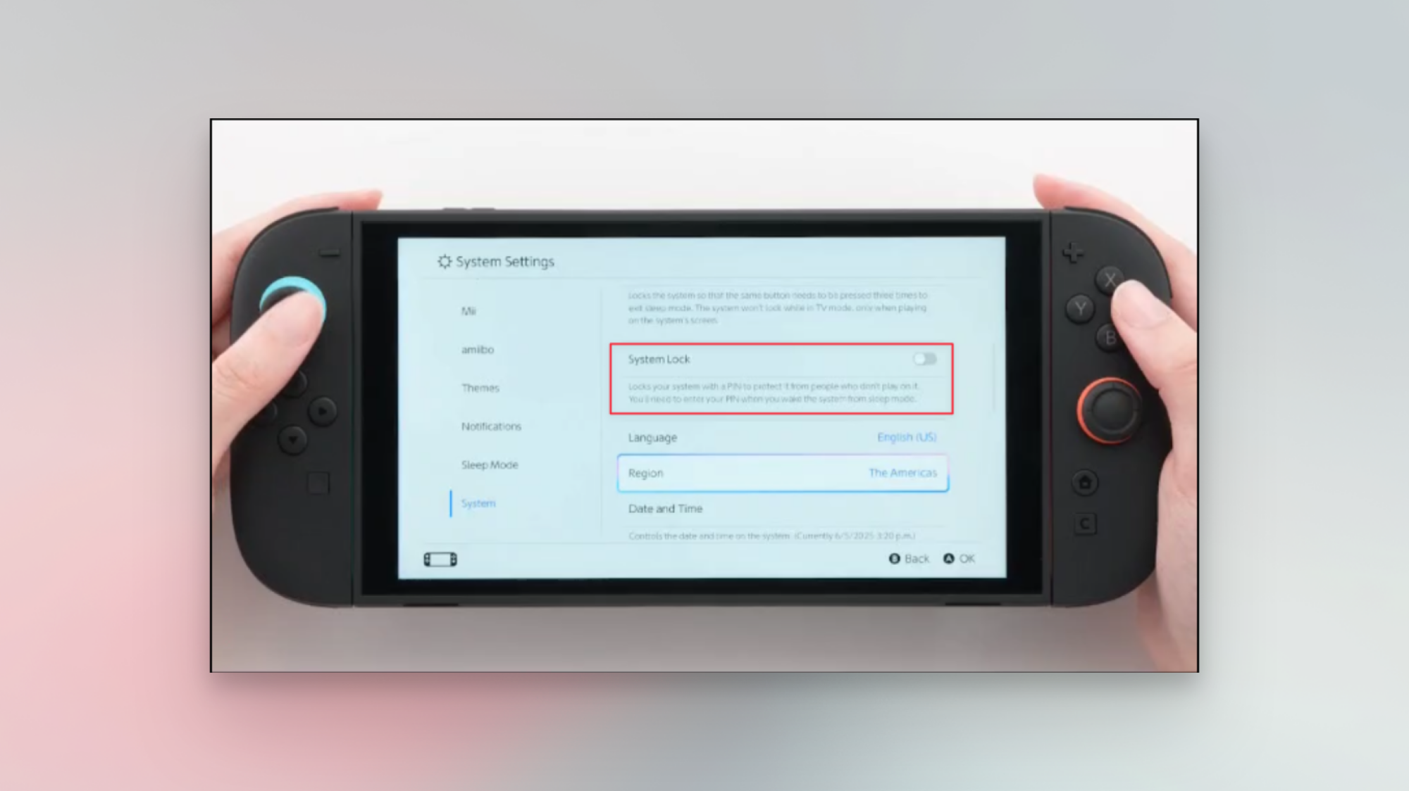 System Lock feature on Nintendo Switch 2