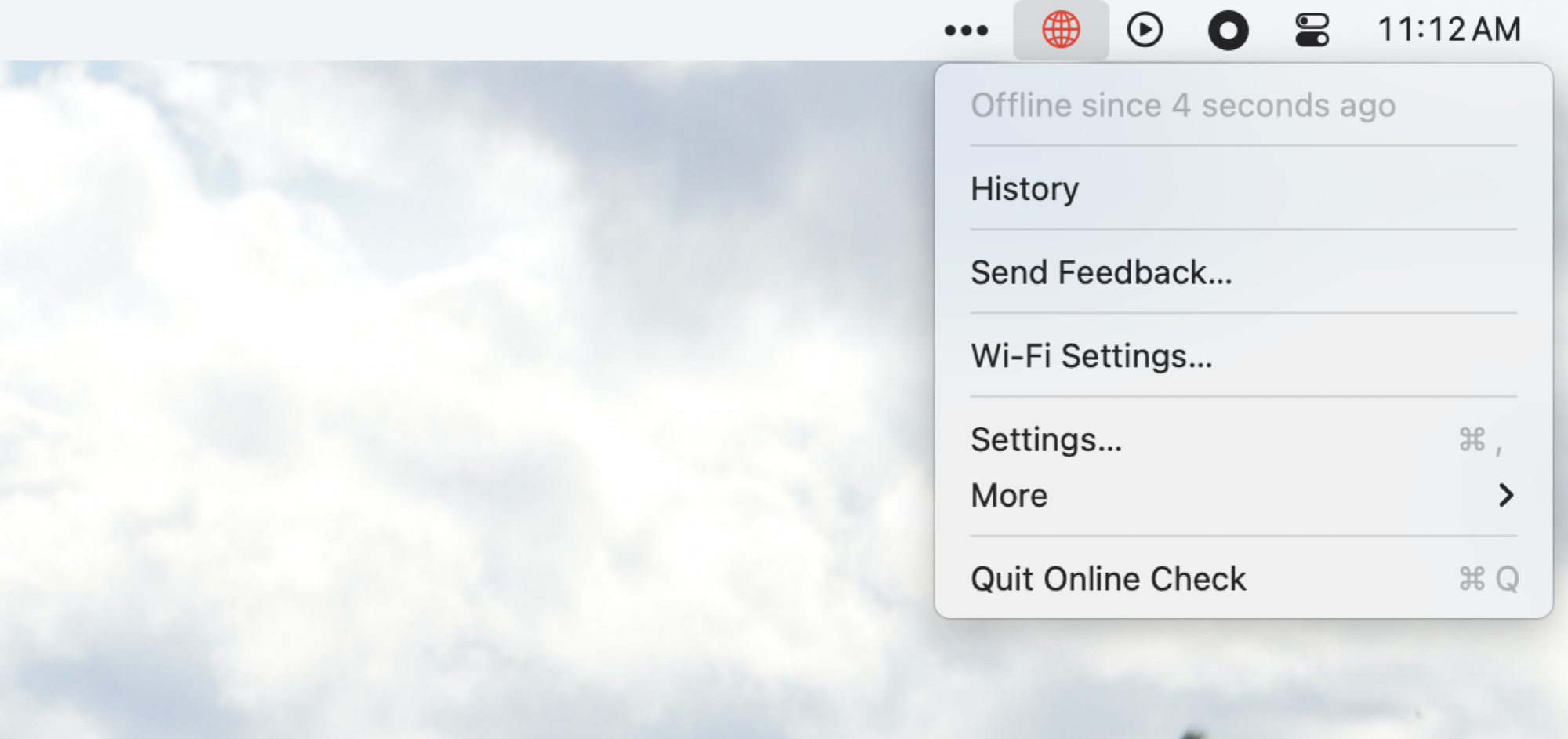 Screenshot showing the system offline status.