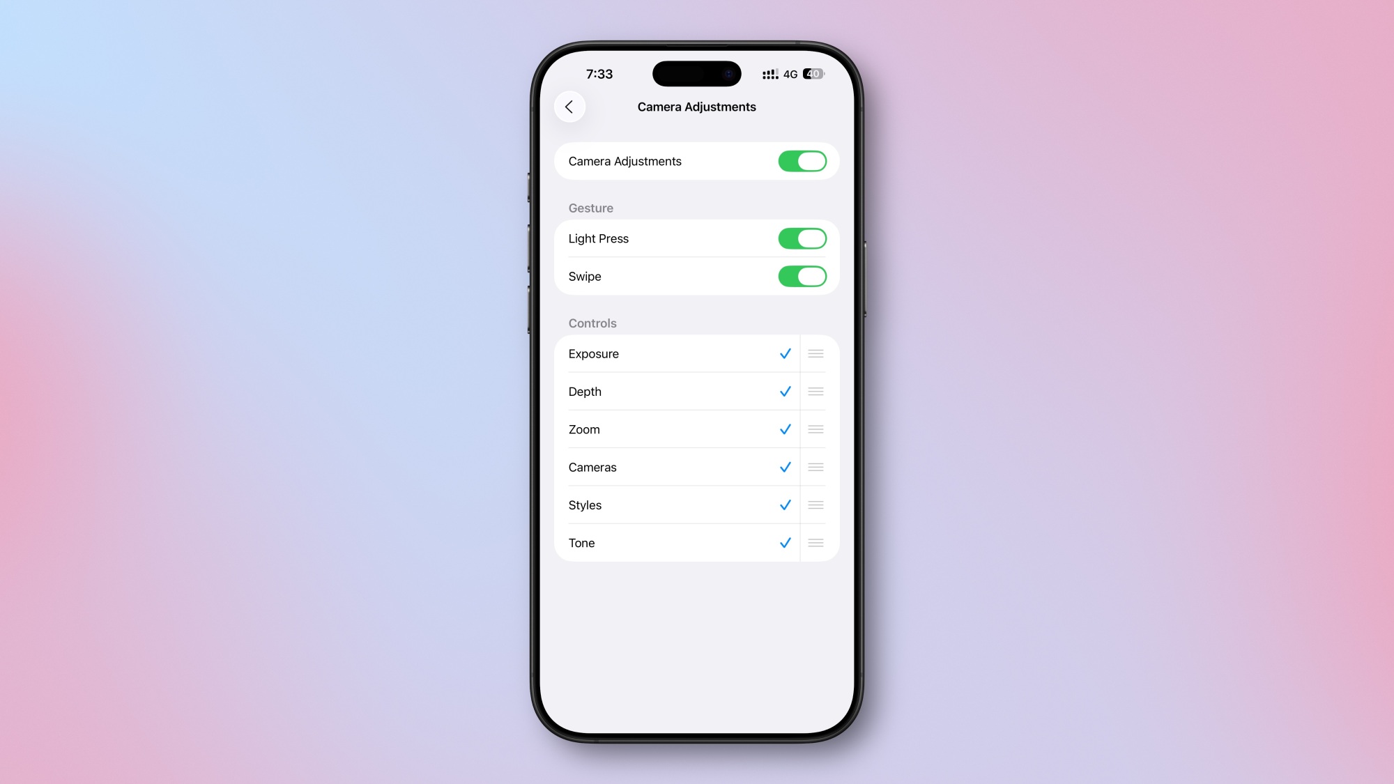 Camera Settings in iOS 26.