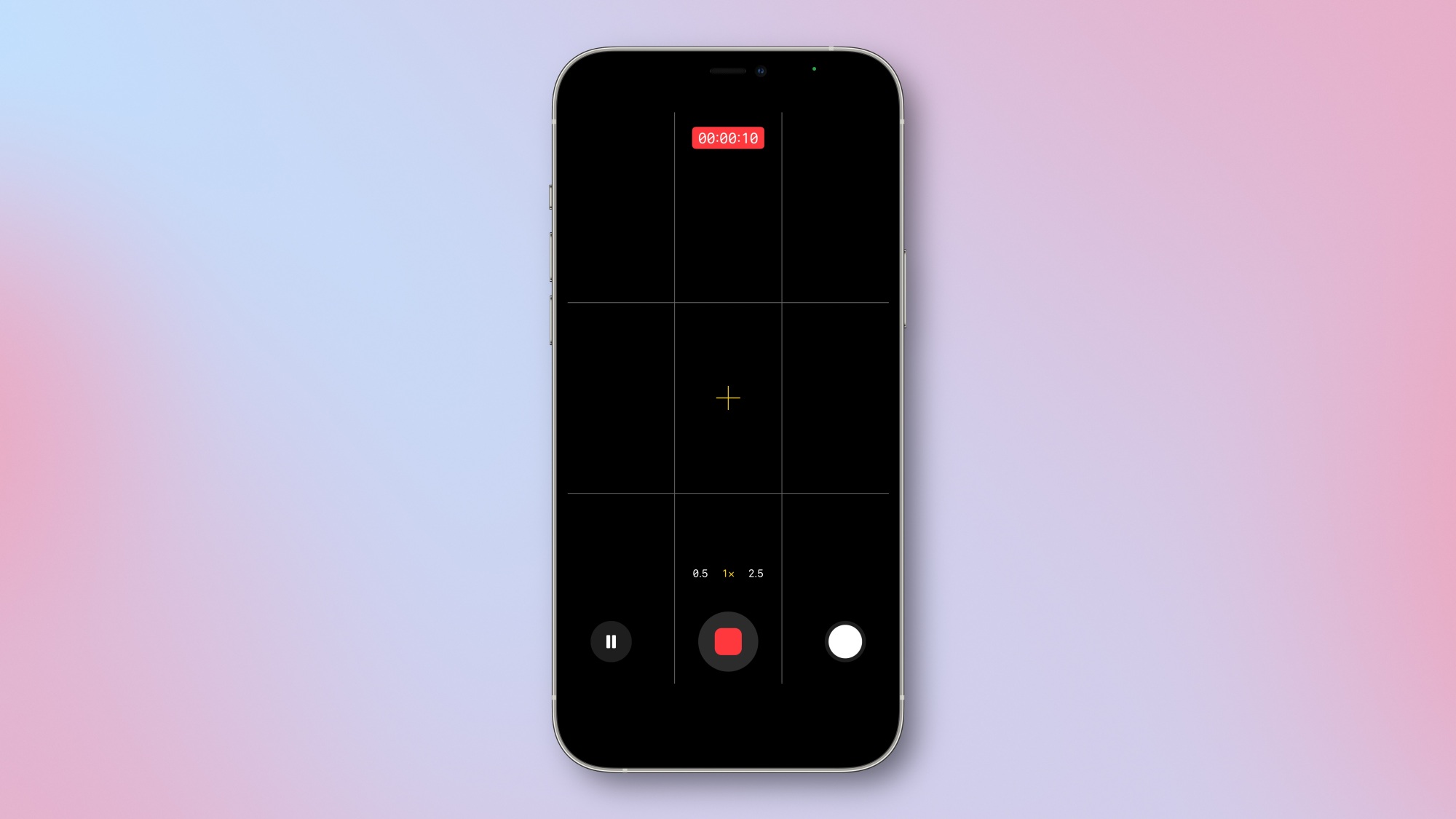 The Camera app recording a video.