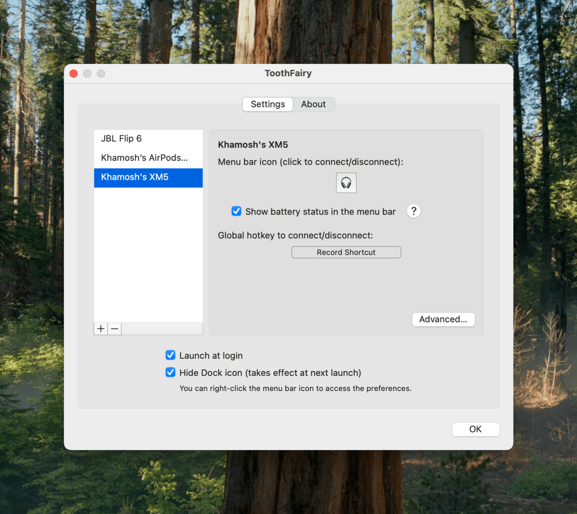 Using ToothFairy to connect and add Bluetooth devices.