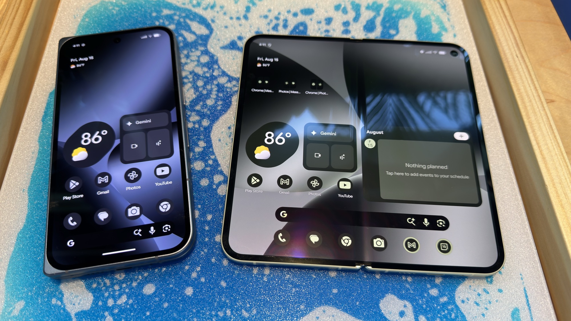 Pixel 10 Pro Fold cover screen (left) and internal screen (right)