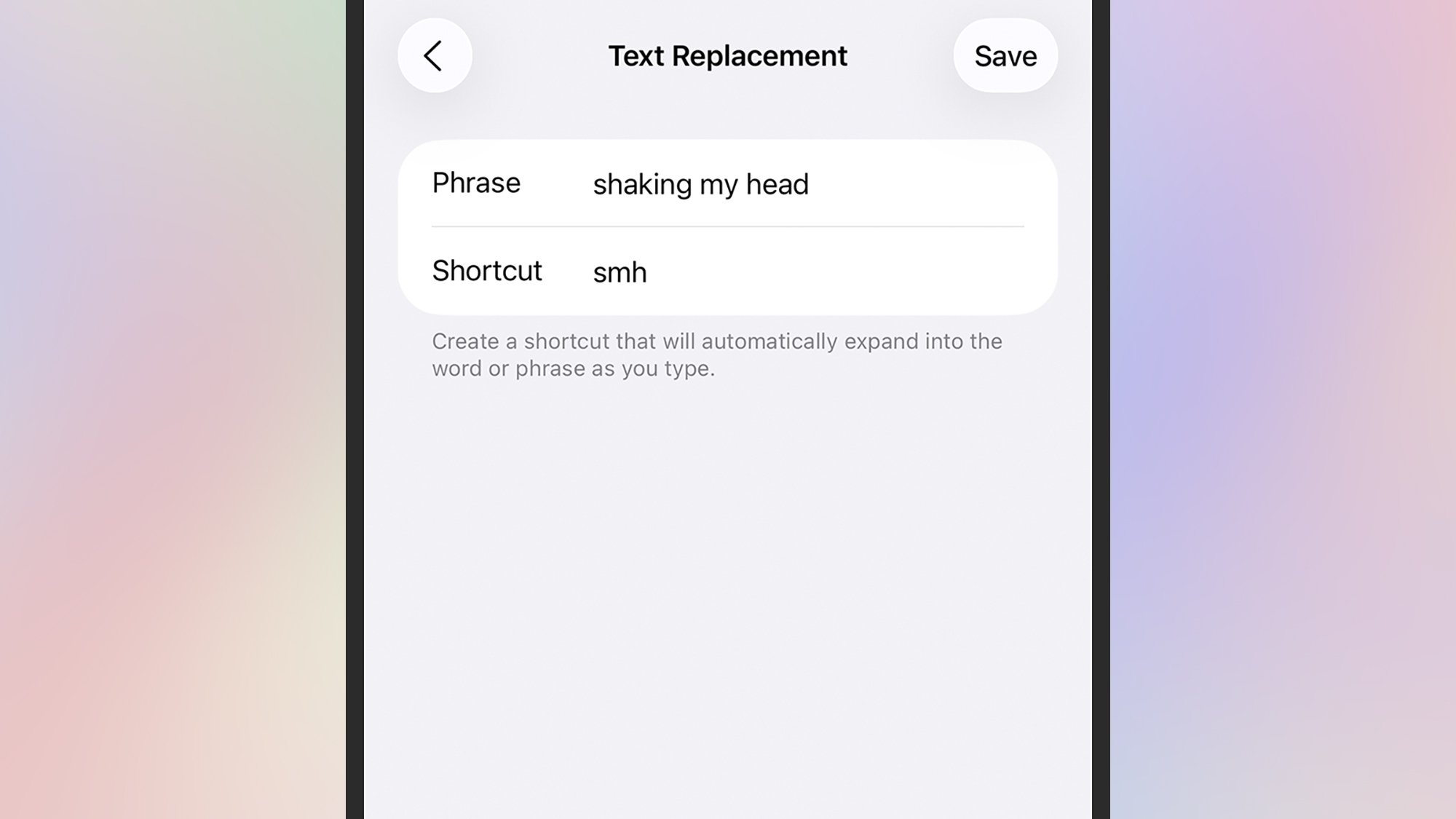 Text shortcuts