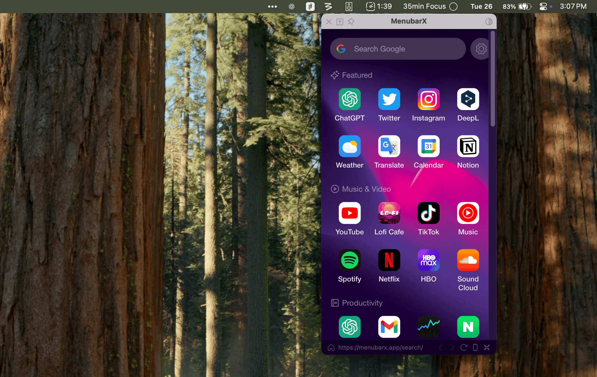 Add a new website to MenubarX.