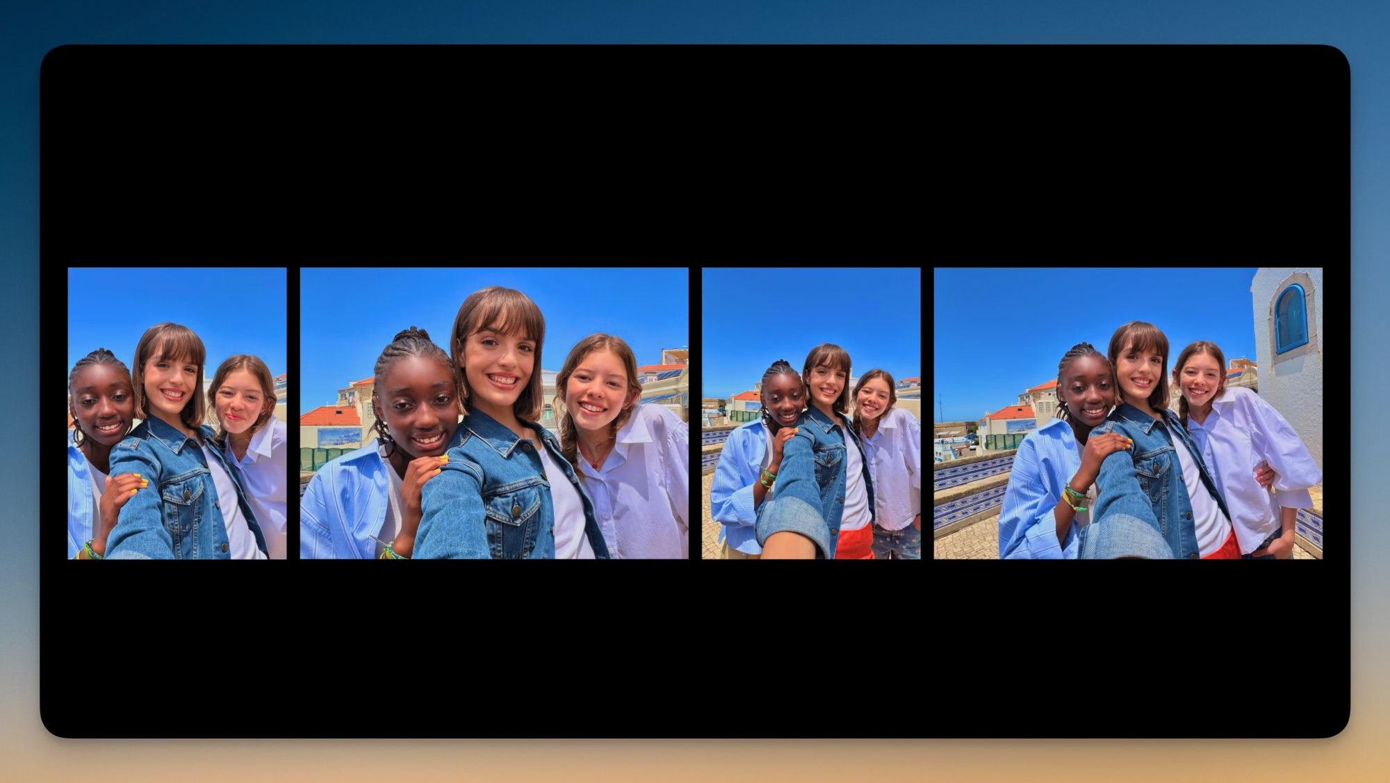 Different compositions using the Center Stage front camera.