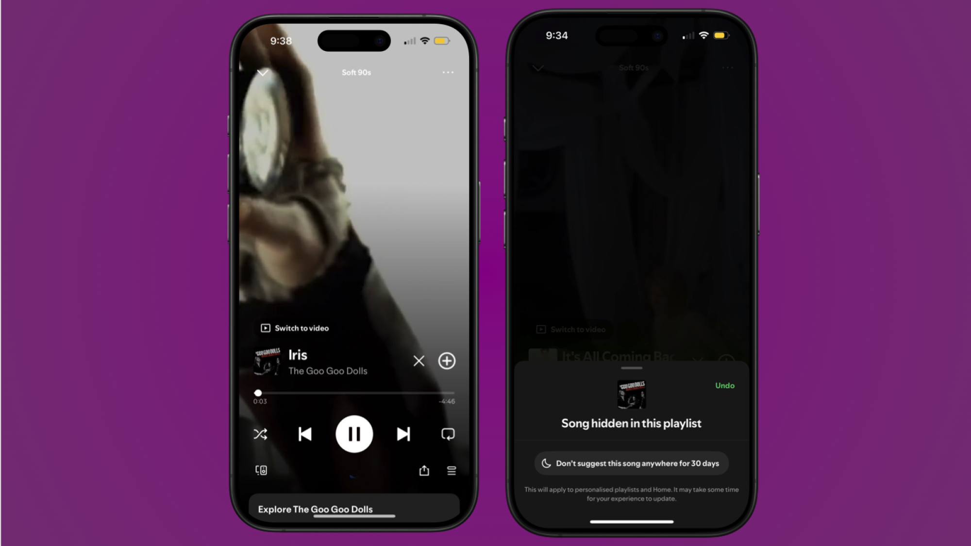Postpone a song for 30 days in Spotify.