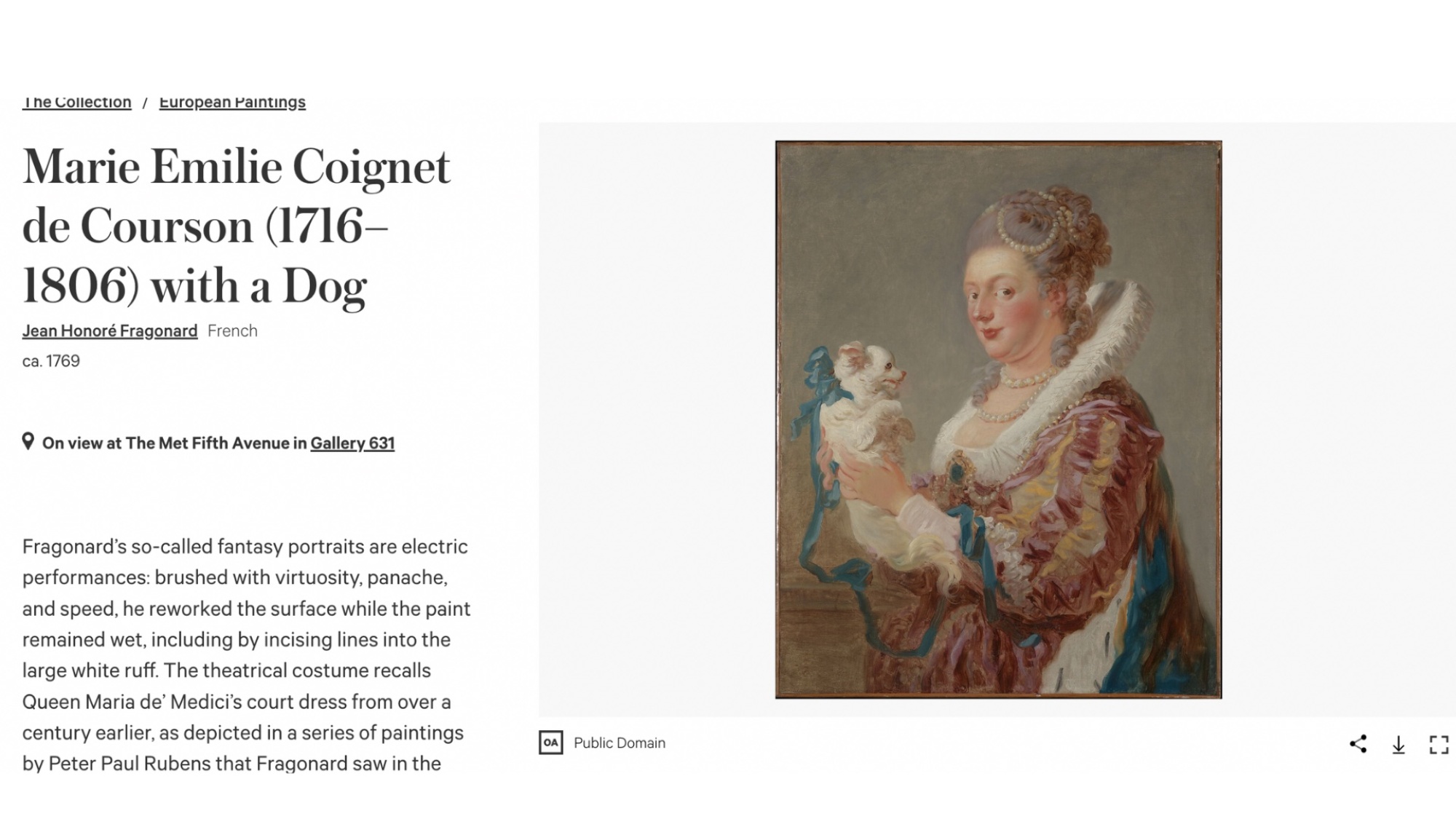 Marie Emilie Coignet de Courson with her dog