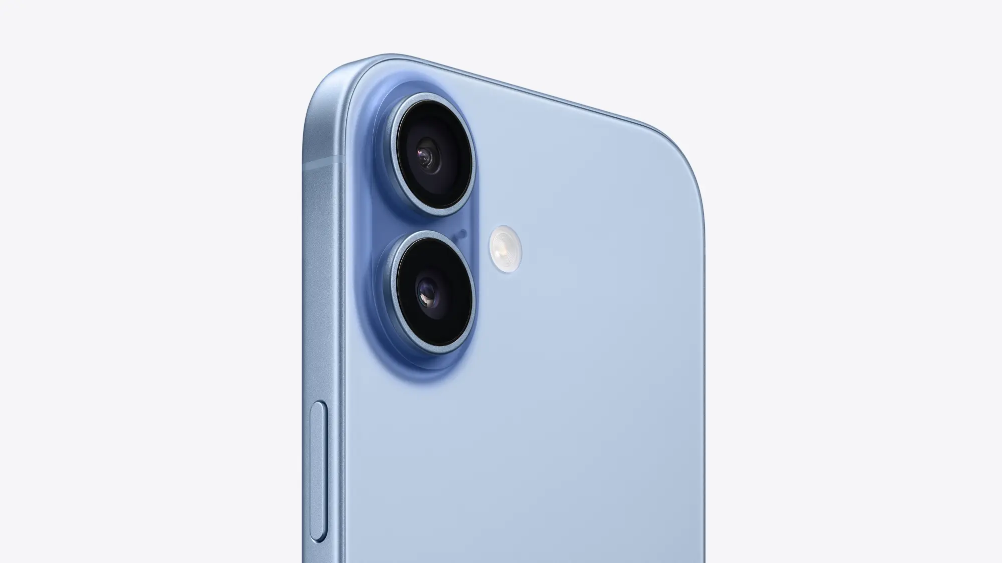 iPhone 17 in Mist Blue.